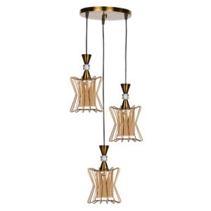 Φωτιστικό μεταλλικό άνισο 3 Χ Ε27 Φ23,5 εκ. μπρονζέ με γυαλιά - GLOBOBOX 4686-3 GB