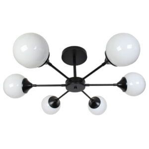 Φωτιστικό οροφής μεταλλικό 6 Χ Ε27 Φ75Χ27 εκ. μαύρο με γυαλιά - GLOBOBOX BO214/6 BK