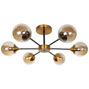 Φωτιστικό οροφής μεταλλικό 6 Χ Ε27 Φ75Χ27 εκ. μαύρο μπρονζέ με γυαλιά - GLOBOBOX BO214/6 GB