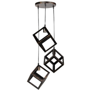 Φωτιστικό μεταλλικό άνισο 3 Χ Ε27 Φ23 εκ. Κύβοι μπρονζέ - GLOBOBOX 2182-3 BK-GD