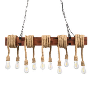 GLOBOSTAR® VIKING 00607 Vintage Κρεμαστό Φωτιστικό Οροφής με Ντουί 10 x E27 AC 220-240V IP20 - Καφε & Μπεζ - Μ108 x Π11 x Υ220cm