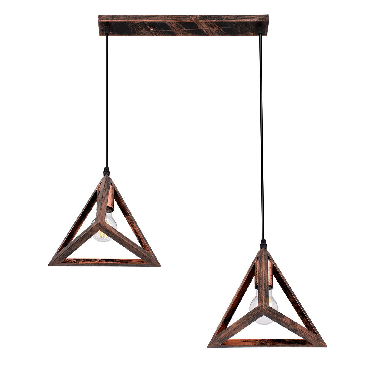 GLOBOSTAR® TRIANGLE 00613 Μοντέρνο Κρεμαστό Φωτιστικό Οροφής με Ντουί 2 x E27 AC 220-240V IP20 - Χάλκινο - Μ60 x Π22 x Y130cm - Image 4