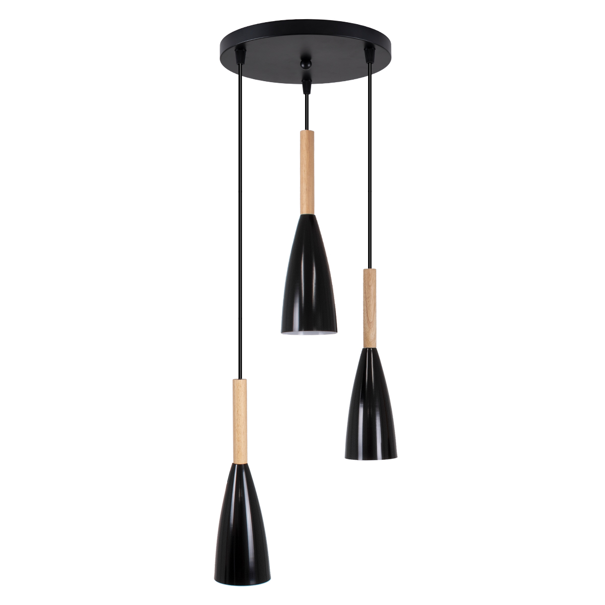 GLOBOSTAR® DILLON 00626 Μοντέρνο Κρεμαστό Φωτιστικό Οροφής με Ντουί 3 x E27 AC 220-240V IP20 - Μαύρο & Μπεζ - Μ26 x Π26 x Υ130cm - Image 2
