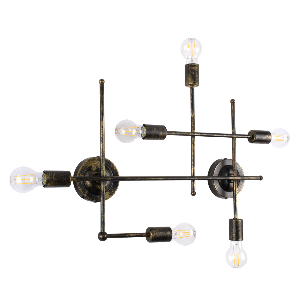 GLOBOSTAR® PIPING 00666-1 Vintage Φωτιστικό Οροφής με Ντουί 6 x E27 AC 220-240V IP20 - Μπρούτζινο - Μ66 x Π9.5 x Υ49cm - Image 3