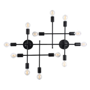 GLOBOSTAR® PIPING 00667 Vintage Φωτιστικό Τοίχου - Απλίκα με Ντουί 12 x E27 AC 220-240V IP20 - Μαύρο - Μ78.5 x Π9.5 x Υ64cm