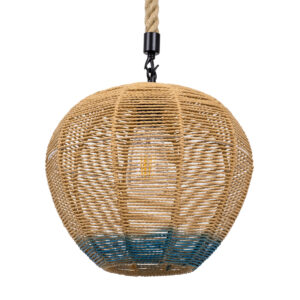 GLOBOSTAR® SIMON 00726 Boho Κρεμαστό Φωτιστικό Οροφής με Ντουί 1 x E27 AC 220-240V IP20 - Μπεζ & Μπλε - Μ30 x Π30 x Υ30cm