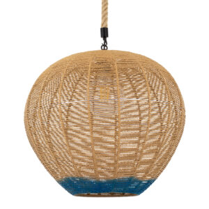 GLOBOSTAR® SIMON 00727 Boho Κρεμαστό Φωτιστικό Οροφής με Ντουί 1 x E27 AC 220-240V IP20 - Μπεζ & Μπλε - Μ50 x Π50 x Y47cm