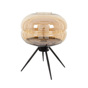 GLOBOSTAR® JAVAN 00737 Μοντέρνο Επιτραπέζιο Φωτιστικό Πορτατίφ με Ντουί 1 x E27 AC 220-240V IP20 - Μελί & Μαύρο - Μ30 x Π30 x Y19cm