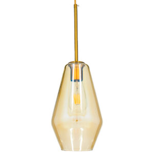 GLOBOSTAR® AMARIS 00871 Μοντέρνο Κρεμαστό Φωτιστικό Οροφής με Ντουί 1 x E27 AC 220-240V IP20 - Χρυσό Πλατίνα & Μελί - Μ17 x Π17 x Υ30cm