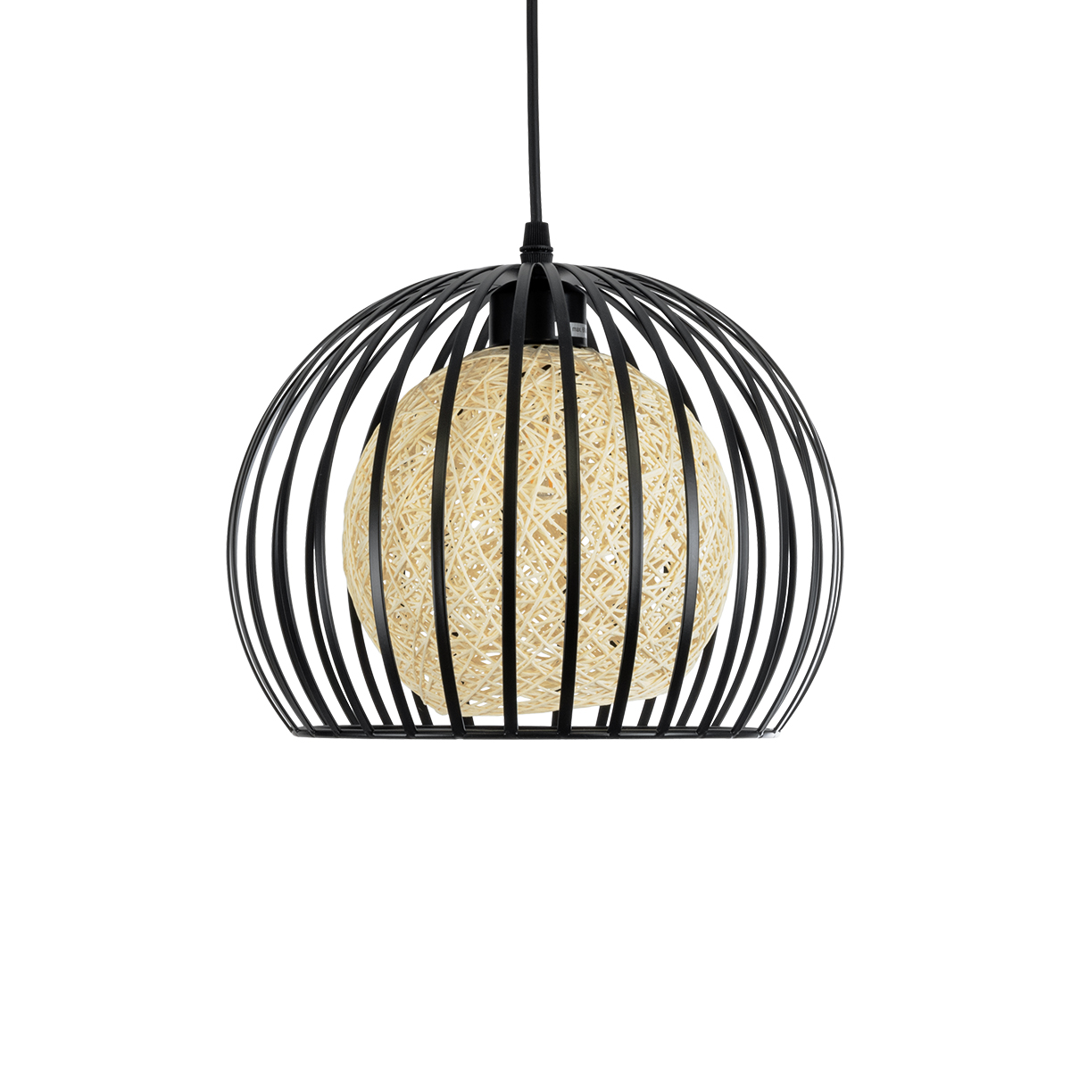 GLOBOSTAR® CARTER 00960 Μοντέρνο Κρεμαστό Φωτιστικό Οροφής με Ντουί 1 x E27 AC 220-240V IP20 - Μαύρο & Μπεζ - Μ28 x Π28 x Υ23cm - Image 4