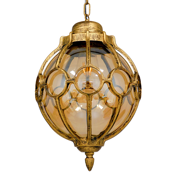 GLOBOSTAR® ETOILE 00987 Vintage Κρεμαστό Φωτιστικό Οροφής με Ντουί 1 x E27 AC 220-240V IP20 - Μπρούτζινο Εφέ Σκουριάς & Μελί - Μ28 x Π28 x Y38cm