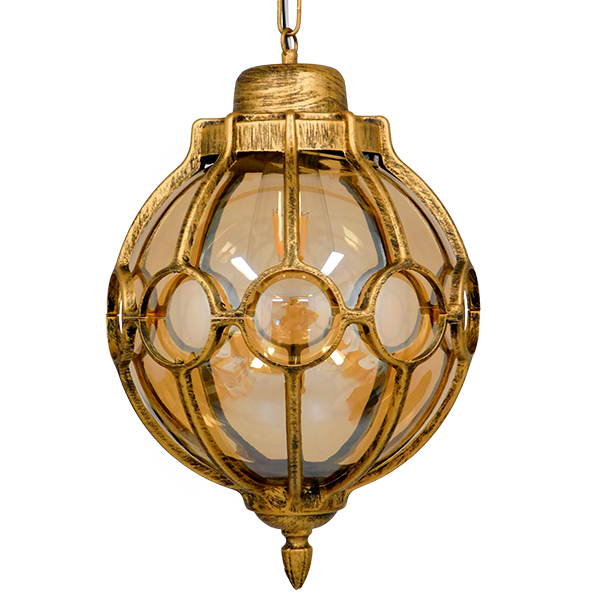 GLOBOSTAR® ETOILE 00987 Vintage Κρεμαστό Φωτιστικό Οροφής με Ντουί 1 x E27 AC 220-240V IP20 - Μπρούτζινο Εφέ Σκουριάς & Μελί - Μ28 x Π28 x Y38cm - Image 2