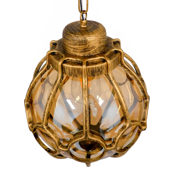 GLOBOSTAR® ETOILE 00987 Vintage Κρεμαστό Φωτιστικό Οροφής με Ντουί 1 x E27 AC 220-240V IP20 - Μπρούτζινο Εφέ Σκουριάς & Μελί - Μ28 x Π28 x Y38cm - Image 3