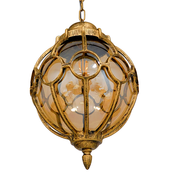 GLOBOSTAR® ETOILE 00987 Vintage Κρεμαστό Φωτιστικό Οροφής με Ντουί 1 x E27 AC 220-240V IP20 - Μπρούτζινο Εφέ Σκουριάς & Μελί - Μ28 x Π28 x Y38cm - Image 4