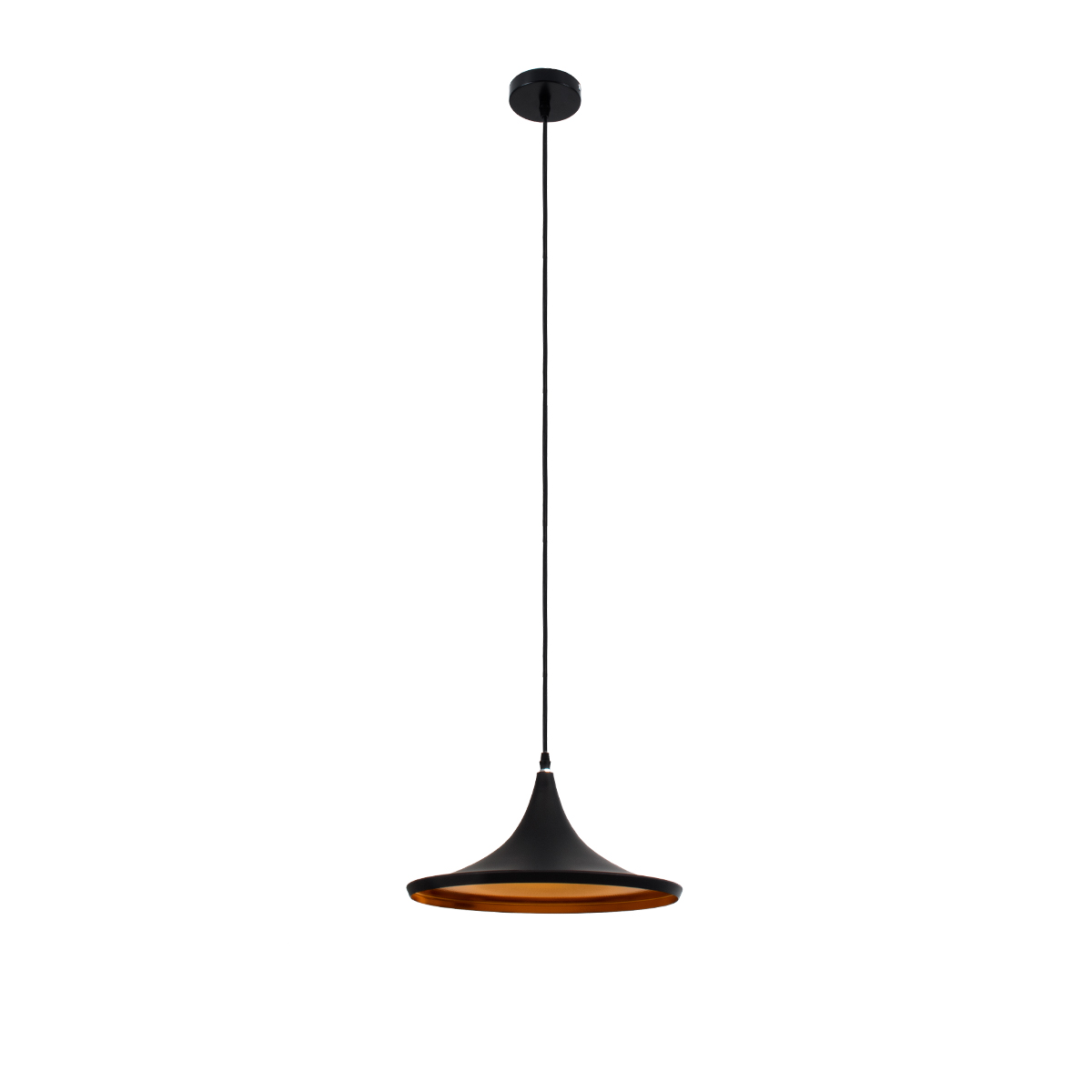 GLOBOSTAR® SHANGHAI 01025-B Μοντέρνο Κρεμαστό Φωτιστικό Οροφής με Ντουί 1 x E27 AC 220-240V IP20 - Μαύρο & Χρυσό - Μ37 x Π37 x Υ20cm - Image 3
