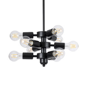 GLOBOSTAR® DELIR 01035 Μοντέρνο Φωτιστικό Οροφής με Ντουί 9 x E27 AC 220-240V IP20 - Μαύρο - Μ24 x Π24 x Υ23cm