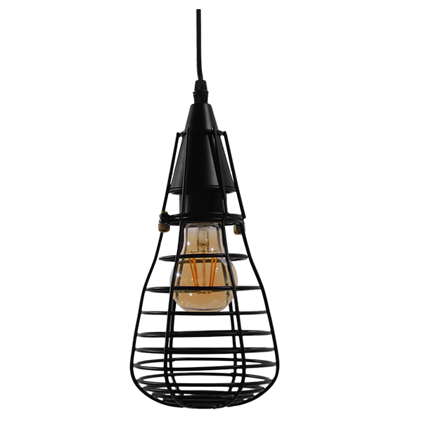 GLOBOSTAR® ALDO 01058 Vintage Κρεμαστό Φωτιστικό Οροφής με Ντουί 1 x E27 AC 220-240V IP20 - Μαύρο - Μ13 x Π13 x Υ27cm - Image 2