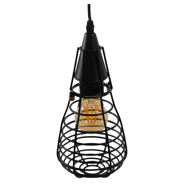 GLOBOSTAR® ALDO 01058 Vintage Κρεμαστό Φωτιστικό Οροφής με Ντουί 1 x E27 AC 220-240V IP20 - Μαύρο - Μ13 x Π13 x Υ27cm - Image 3