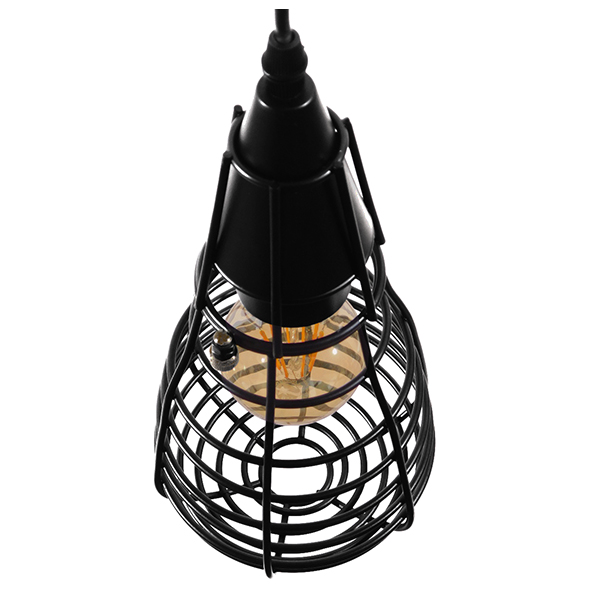 GLOBOSTAR® ALDO 01058 Vintage Κρεμαστό Φωτιστικό Οροφής με Ντουί 1 x E27 AC 220-240V IP20 - Μαύρο - Μ13 x Π13 x Υ27cm - Image 4