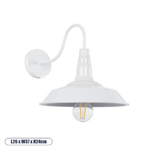 GLOBOSTAR® RAY 01066 Vintage Φωτιστικό Τοίχου - Απλίκα με Ντουί 1 x E27 AC 220-240V IP20 - Λευκό - Μ26 x Π37 x Υ32cm