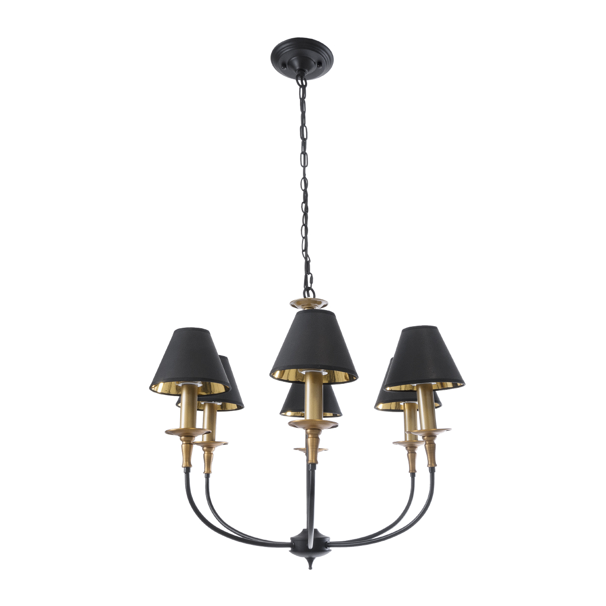 GLOBOSTAR® LIMI 01092 Vintage Κρεμαστό Φωτιστικό Οροφής με Ντουί 6 x E14 AC 220-240V IP20 - Μαύρο & Χρυσό - Μ70 x Π70 x Υ60cm - Image 3