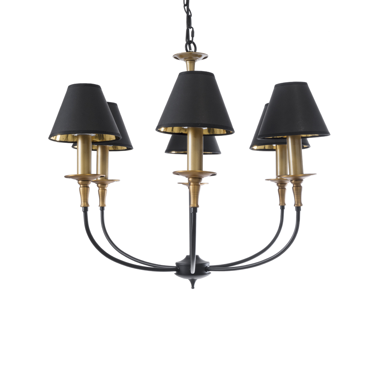 GLOBOSTAR® LIMI 01092 Vintage Κρεμαστό Φωτιστικό Οροφής με Ντουί 6 x E14 AC 220-240V IP20 - Μαύρο & Χρυσό - Μ70 x Π70 x Υ60cm - Image 4