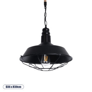 GLOBOSTAR® CRANE 01109 Vintage Κρεμαστό Φωτιστικό Οροφής με Ντουί 1 x E27 AC 220-240V IP20 - Μαύρο & Μπεζ - Μ36 x Π36 x Υ30cm