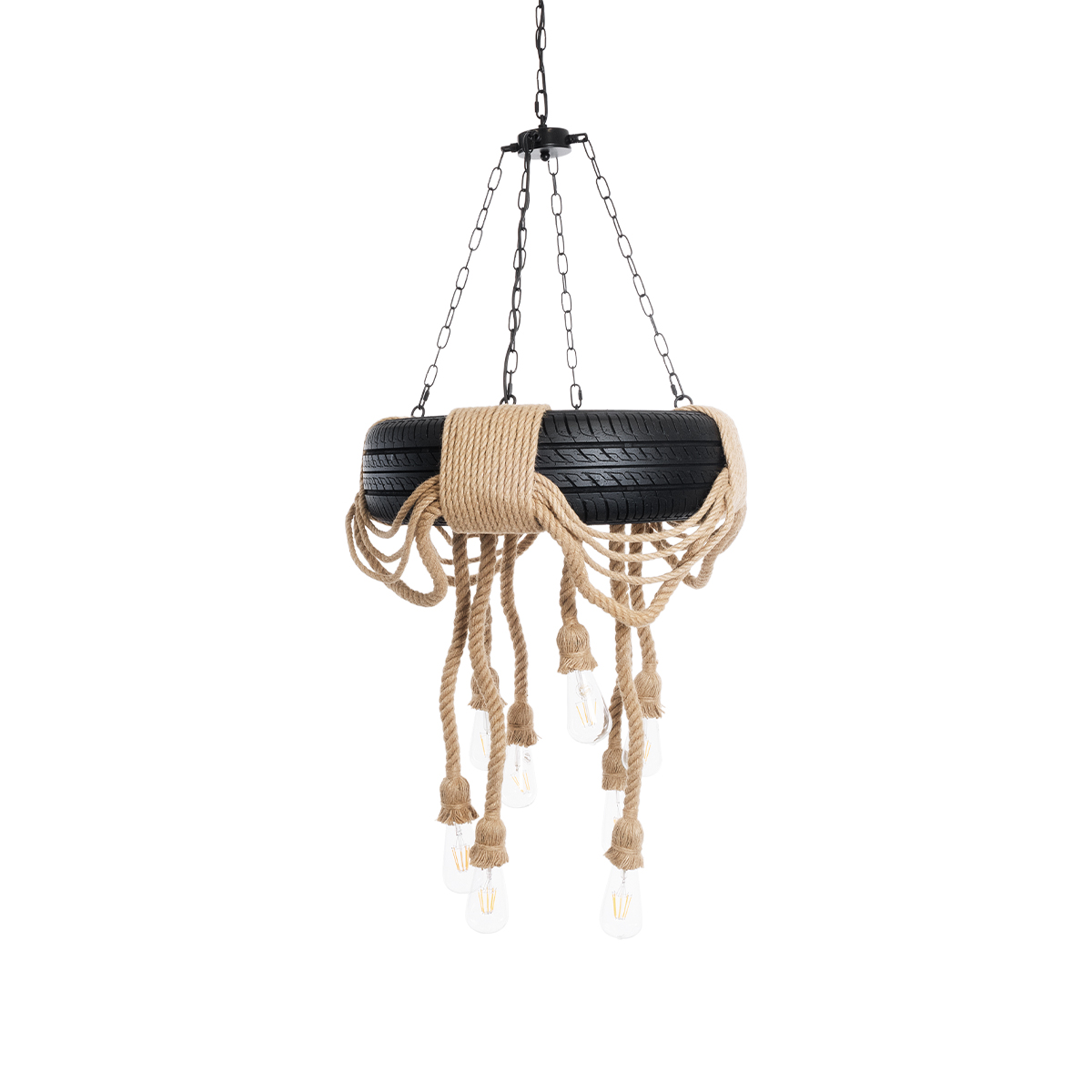 GLOBOSTAR® RUNNER 01116 Vintage Κρεμαστό Φωτιστικό Οροφής με Ντουί 8 x E27 AC 220-240V IP20 - Μαύρο & Μπεζ - Μ60 x Π60 x Υ60cm - Image 3