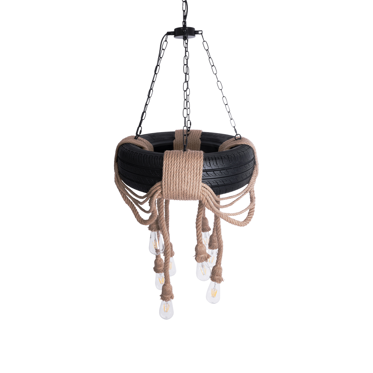 GLOBOSTAR® RUNNER 01116 Vintage Κρεμαστό Φωτιστικό Οροφής με Ντουί 8 x E27 AC 220-240V IP20 - Μαύρο & Μπεζ - Μ60 x Π60 x Υ60cm - Image 4