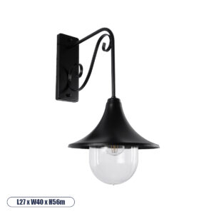 GLOBOSTAR® ANNIEL 01123 Vintage Φωτιστικό Τοίχου - Απλίκα με Ντουί 1 x E27 AC 220-240V IP20 - Μαύρο - Μ27 x Π40 x Υ56cm