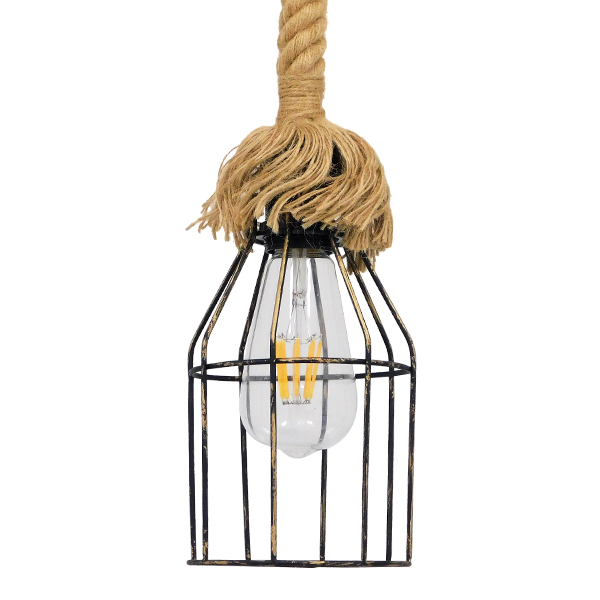 GLOBOSTAR® LAICO 01129 Vintage Κρεμαστό Φωτιστικό Οροφής με Ντουί 1 x E27 AC 220-240V IP20 - Μπρούτζινο & Μπεζ - Μ12 x Π12 x Υ100cm - Image 3