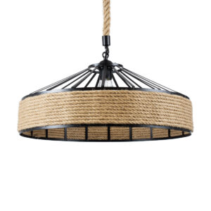 GLOBOSTAR® SAHARA 01147 Vintage Κρεμαστό Φωτιστικό Οροφής με Ντουί 1 x E27 AC 220-240V IP20 - Μαύρο & Μπεζ - Μ40 x Π40 x Υ32cm