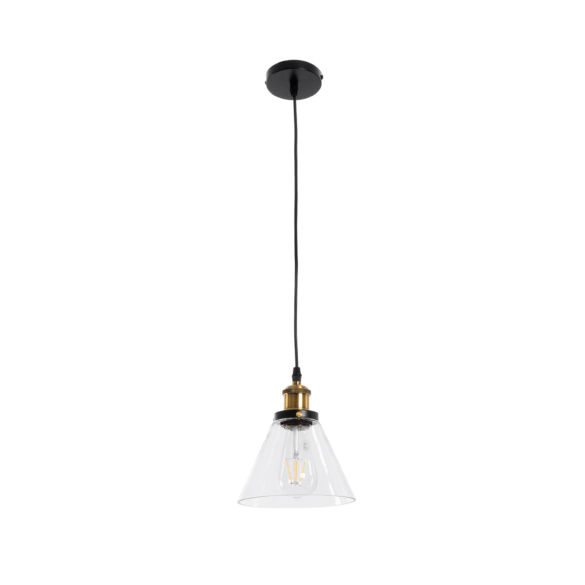 GLOBOSTAR® BINGLEY 01169 Vintage Κρεμαστό Φωτιστικό Οροφής με Ντουί 1 x E27 AC 220-240V IP20 - Διάφανο & Χρυσό - Μ18 x Π18 x Υ20cm - Image 3