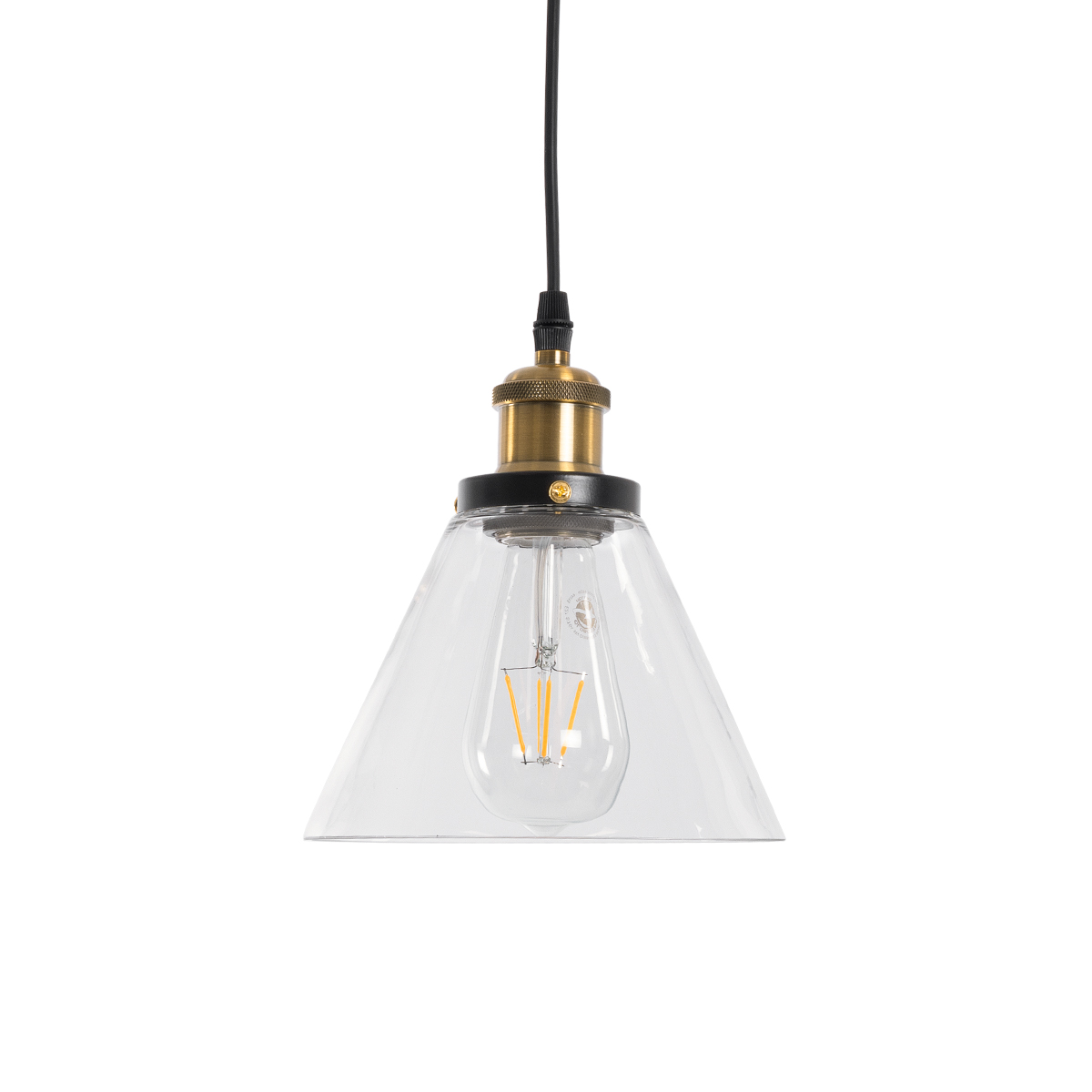 GLOBOSTAR® BINGLEY 01169 Vintage Κρεμαστό Φωτιστικό Οροφής με Ντουί 1 x E27 AC 220-240V IP20 - Διάφανο & Χρυσό - Μ18 x Π18 x Υ20cm - Image 4