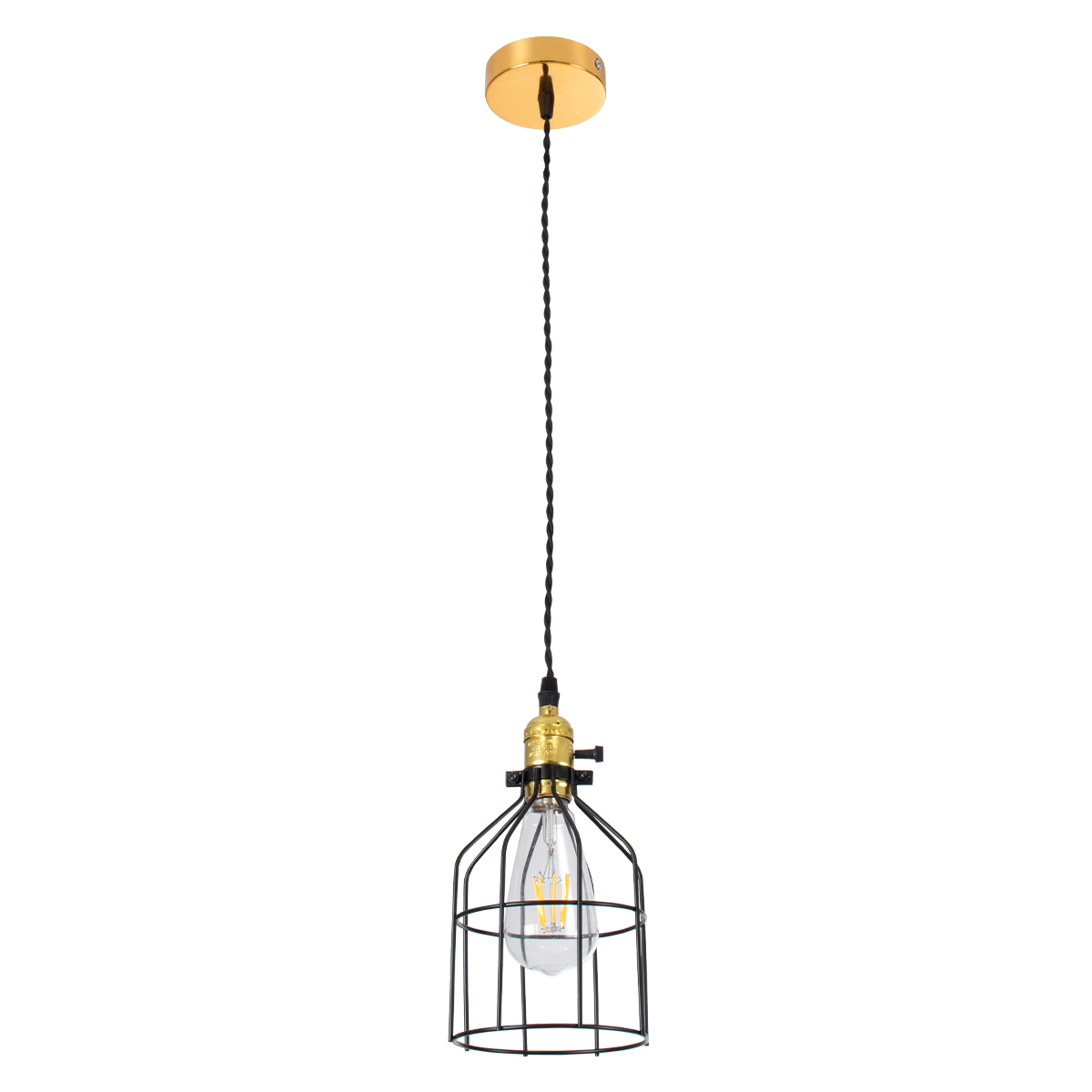 GLOBOSTAR® GALOT 01179 Vintage Κρεμαστό Φωτιστικό Οροφής με Ντουί 1 x E27 AC 220-240V IP20 - Μαύρο & Χρυσό - Μ13.5 x Π13.5 x Y16cm - Image 3