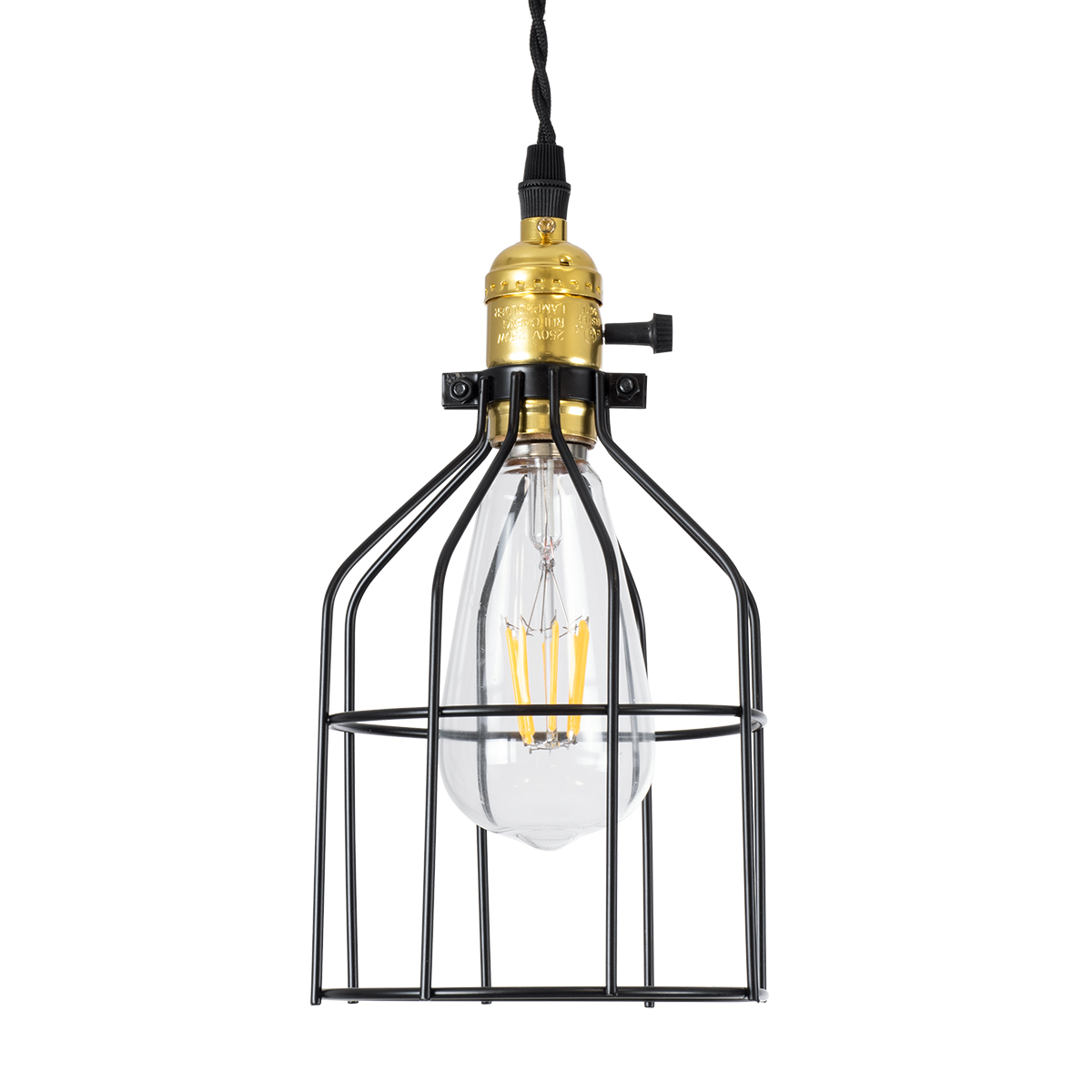 GLOBOSTAR® GALOT 01179 Vintage Κρεμαστό Φωτιστικό Οροφής με Ντουί 1 x E27 AC 220-240V IP20 - Μαύρο & Χρυσό - Μ13.5 x Π13.5 x Y16cm - Image 4