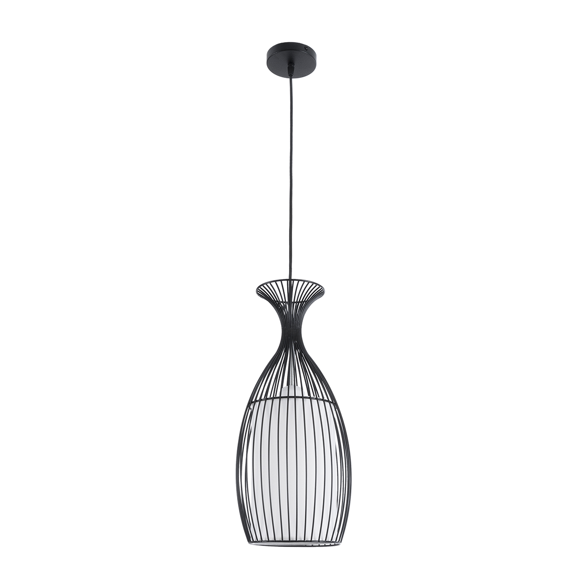 GLOBOSTAR® REA 01196 Μοντέρνο Κρεμαστό Φωτιστικό Οροφής με Ντουί 1 x E27 AC 220-240V IP20 - Μαύρο & Λευκό - Μ18 x Π18 x Υ43cm - Image 3