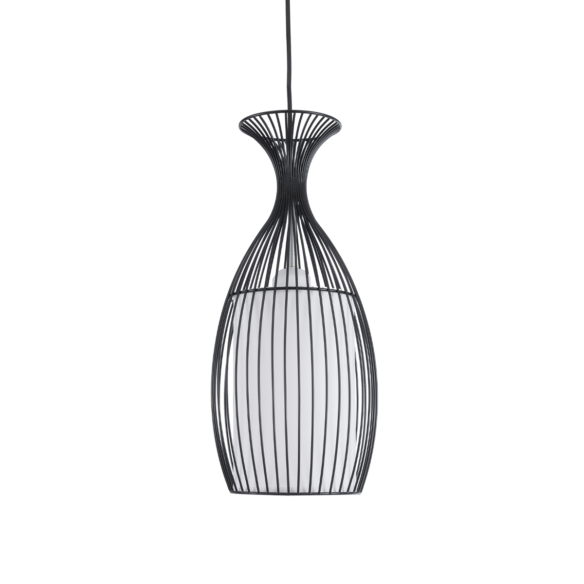 GLOBOSTAR® REA 01196 Μοντέρνο Κρεμαστό Φωτιστικό Οροφής με Ντουί 1 x E27 AC 220-240V IP20 - Μαύρο & Λευκό - Μ18 x Π18 x Υ43cm - Image 4