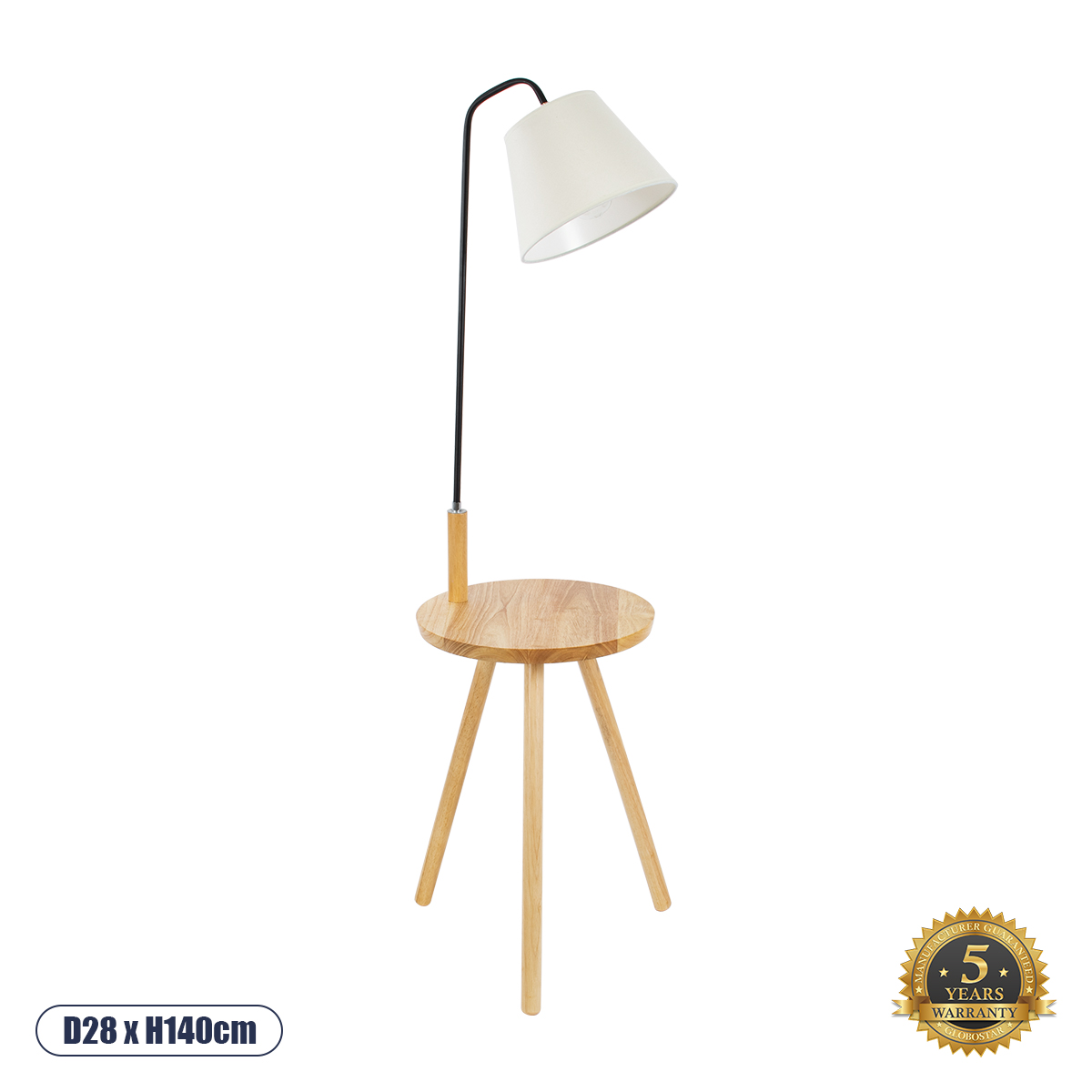 GLOBOSTAR® TIFFANY 01206 Μοντέρνο Επιδαπέδιο Φωτιστικό με Ντουί 1 x E27 AC 220-240V IP20 - Μπεζ & Λευκό - Μ28 x Π28 x Υ140cm