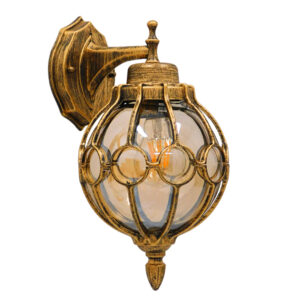 GLOBOSTAR® ETOILE 01227 Vintage Φωτιστικό Τοίχου - Απλίκα με Ντουί 1 x E27 AC 220-240V IP20 - Μπρούτζινο & Μελί - Μ19 x Π21 x Υ34cm