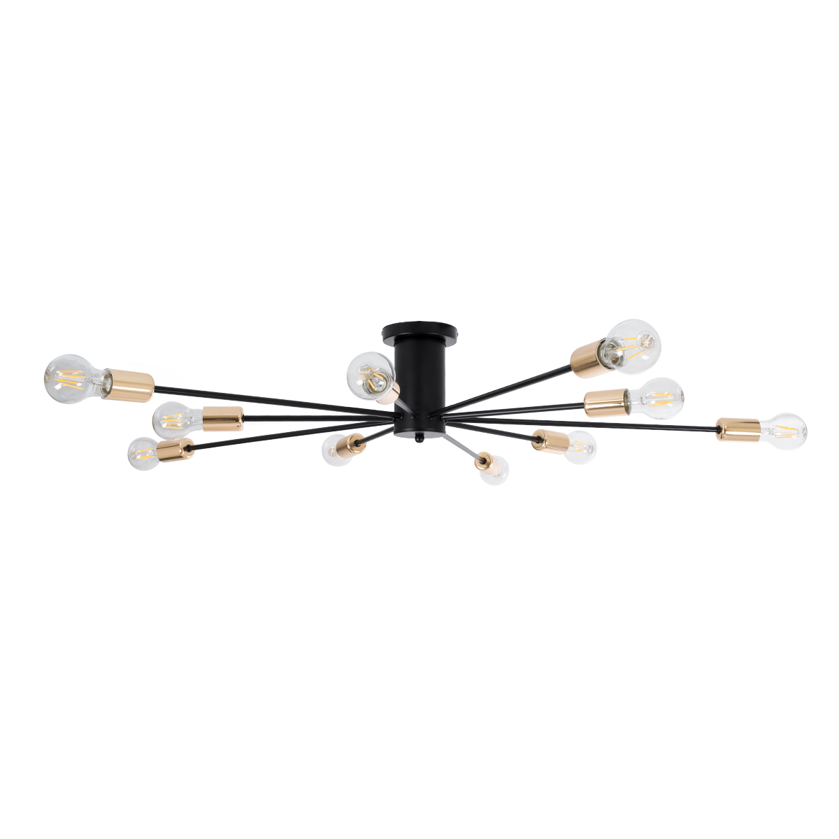 GLOBOSTAR® OLINDA 01244 Μοντέρνο Φωτιστικό Οροφής με Ντουί 10 x E27 AC 220-240V IP20 - Μαύρο & Χρυσό - Μ102 x Π102 x Υ17cm - Image 3