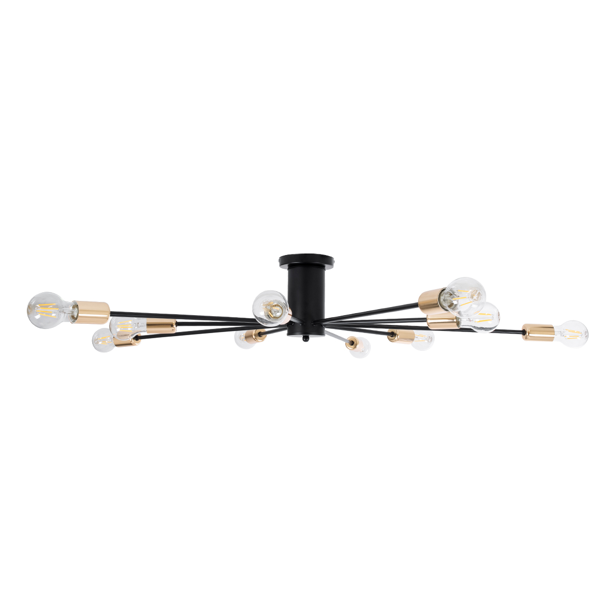 GLOBOSTAR® OLINDA 01244 Μοντέρνο Φωτιστικό Οροφής με Ντουί 10 x E27 AC 220-240V IP20 - Μαύρο & Χρυσό - Μ102 x Π102 x Υ17cm - Image 4