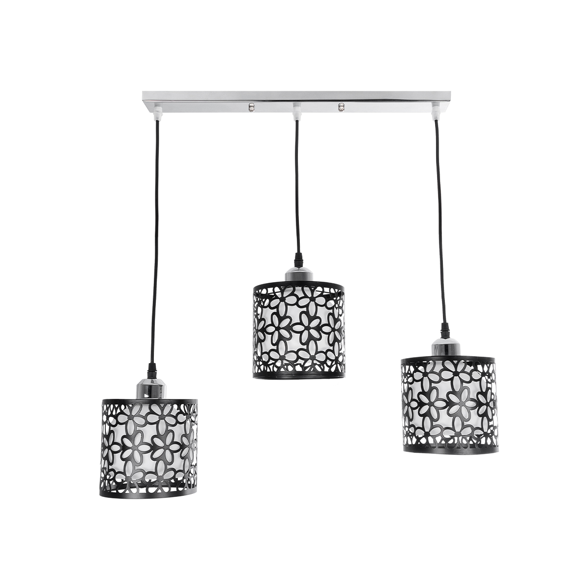 GLOBOSTAR® RAINELDA 01247 Μοντέρνο Κρεμαστό Φωτιστικό Οροφής με Ντουί 3 x E27 AC 220-240V IP20 - Μαύρο & Λευκό - Μ60 x Π15 x Υ19cm - Image 3