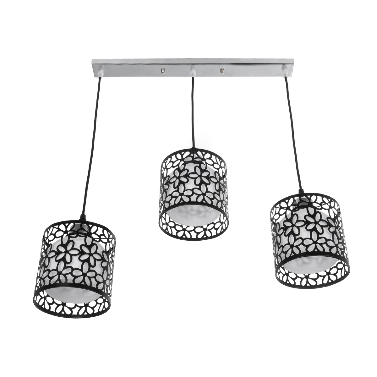 GLOBOSTAR® RAINELDA 01247 Μοντέρνο Κρεμαστό Φωτιστικό Οροφής με Ντουί 3 x E27 AC 220-240V IP20 - Μαύρο & Λευκό - Μ60 x Π15 x Υ19cm - Image 4