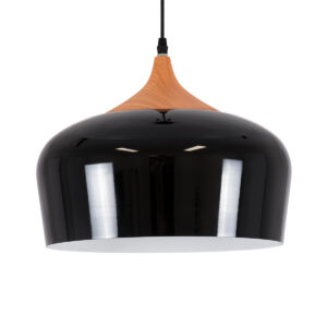 GLOBOSTAR® VILI 01261 Μοντέρνο Κρεμαστό Φωτιστικό Οροφής με Ντουί 1 x E27 AC 220-240V IP20 - Μαύρο & Μπεζ - Μ35 x Π35 x Υ27cm