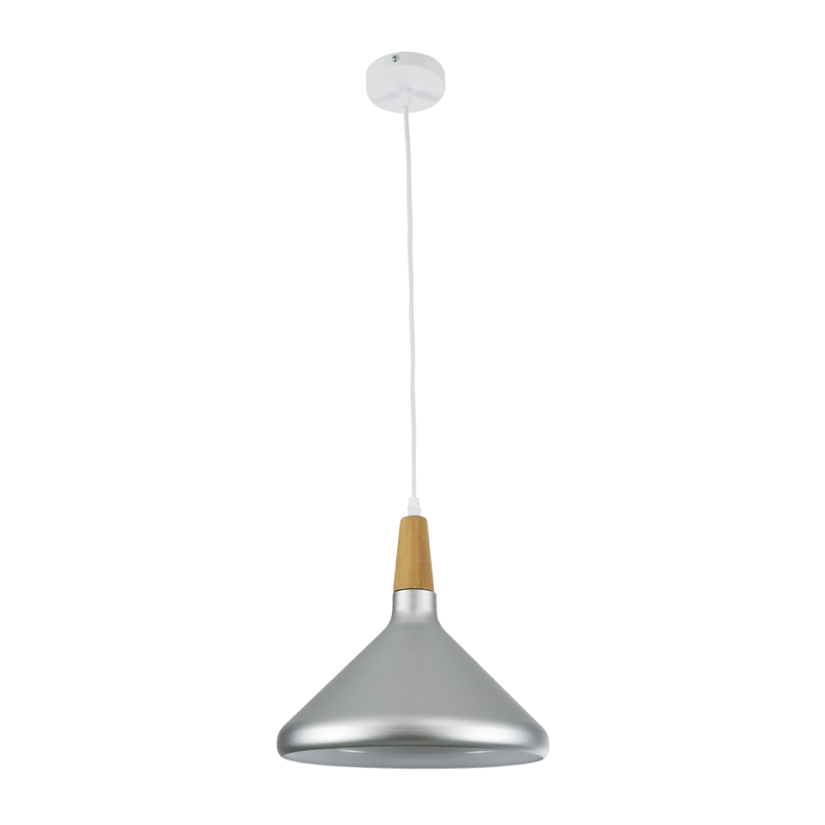 GLOBOSTAR® FELICITA 01277 Μοντέρνο Κρεμαστό Φωτιστικό Οροφής με Ντουί 1 x E27 AC 220-240V IP20 - Ασημί & Μπεζ - Μ30 x Π30 x Υ25cm - Image 3