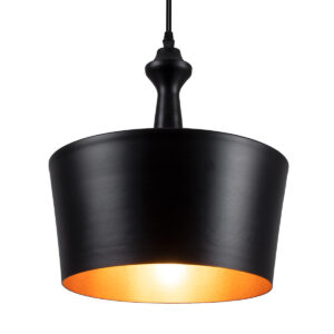 GLOBOSTAR® ROCKFORD 01287-A Μοντέρνο Κρεμαστό Φωτιστικό Οροφής με Ντουί 1 x E27 AC 220-240V IP20 - Μαύρο & Χρυσό - Μ30 x Π30 x Υ30cm