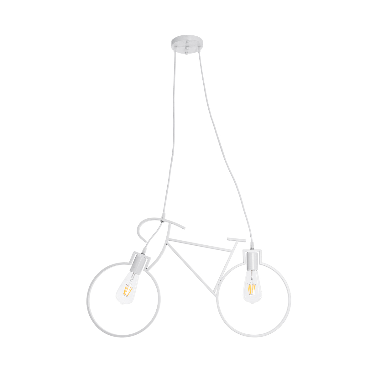 GLOBOSTAR® BIKE 01300 Vintage Κρεμαστό Φωτιστικό Οροφής με Ντουί 2 x E27 AC 220-240V IP20 - Λευκό - Μ67 x Π3.5 x Υ41cm - Image 3