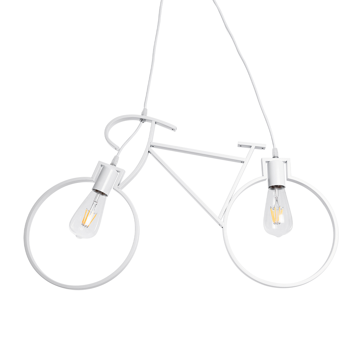 GLOBOSTAR® BIKE 01300 Vintage Κρεμαστό Φωτιστικό Οροφής με Ντουί 2 x E27 AC 220-240V IP20 - Λευκό - Μ67 x Π3.5 x Υ41cm - Image 4