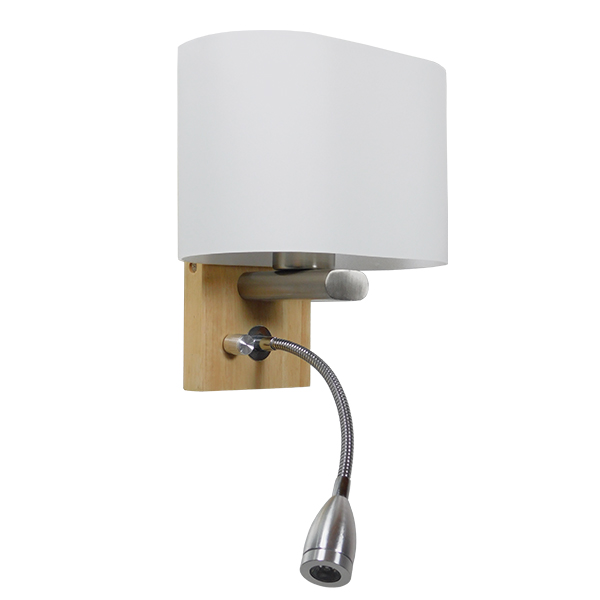 GLOBOSTAR® ELEGANT 01316 Μοντέρνο Φωτιστικό Τοίχου - Απλίκα Ξενοδοχείου Reading Light με Ντουί 1 x E27 LED 3W 360lm 36° AC 220-240V IP20 Θερμό Λευκό 2700K - Bridgelux COB Chip - Λευκό & Μπεζ - Μ15 x Π20 x Υ22.5cm - 2 Χρόνια Εγγύηση